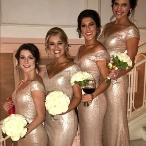 PROM PERFECT - Champagne Gold Sequined Gown